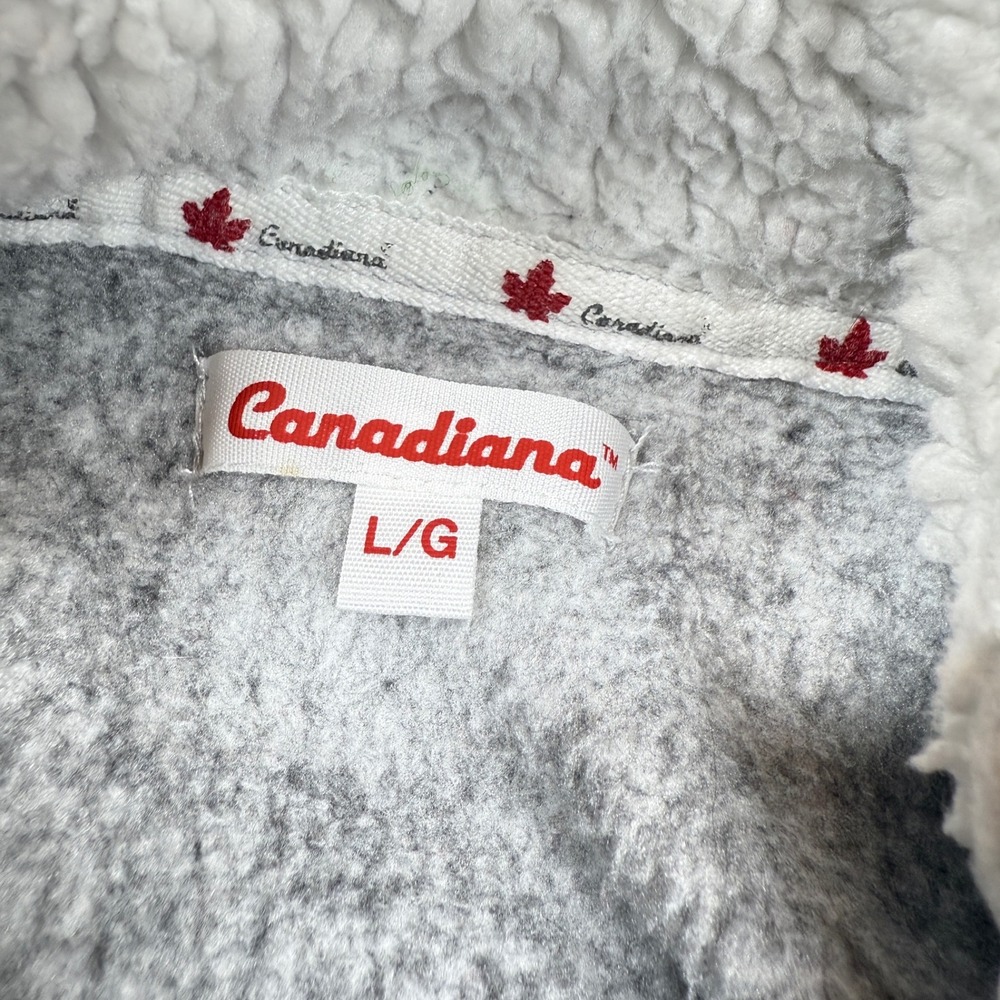 Canadiana Hoodie Womens Large Full Zip Canada Patch Gray Maple Leaf Cozy - Picture 4 of 11